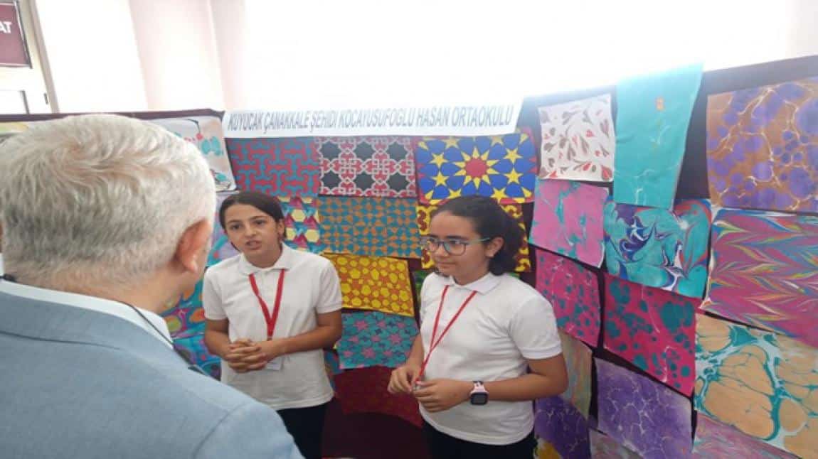 Bilim ve Kültür Şenliğinde öğrencilerimizin yaptığıTürk İslam motifi ve  Ebru Çalışmaları sergilendi